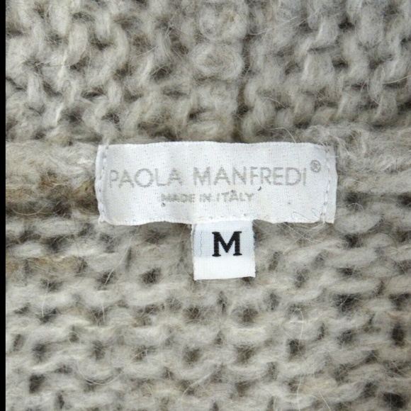 PAOLA MANFREDI ITALY Cardigan Sweater Taupe Gray Mohair Wool Blend Knit M - Picture 2 of 6